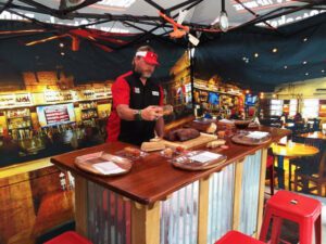 Jeff Jones "Jonesy-Q" preparing Ribs for Memphis in May judges